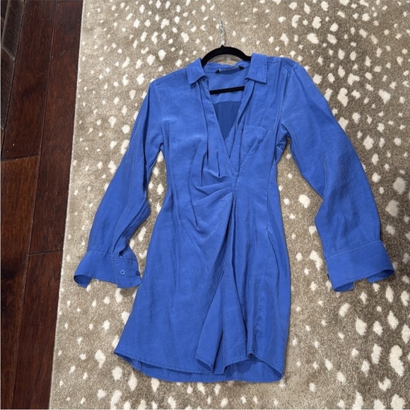 Zara Blue Long Sleeve Mini Wrap Dress. Size XS - Picture 9 of 13